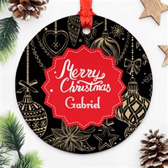 Personalized Christmas Black Ornaments - Ornament (Round)