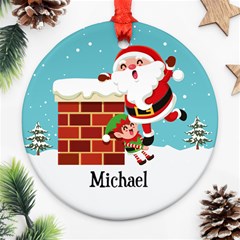 Personalized Christmas Elf Santa - Ornament (Round)