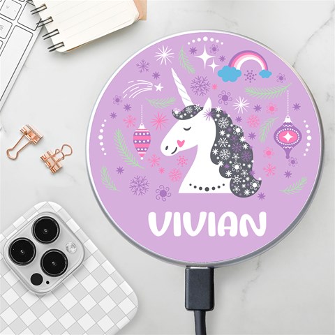 Personalized Unicorn Name Wireless Fast Charger By Joe Front