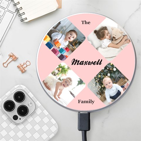 Couple Family Photo Name Wireless Fast Charger By Joe Front