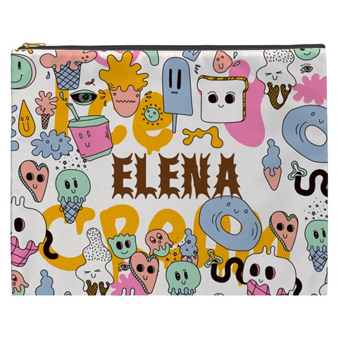 Personalized Dessert Illustration Name Cosmetic Bag By Joe Front