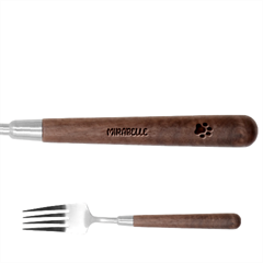 Personalized Pet Foot Name Stainless Steel Fork with wooden Handle 