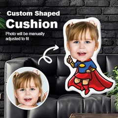 Personalized Photo in Superwoman Cartoon Style Custom Shaped Cushion - Cut To Shape Cushion Case