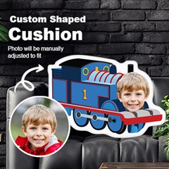 Personalized Photo in Train head Cartoon Style Custom Shaped Cushion - Cut To Shape Cushion Case