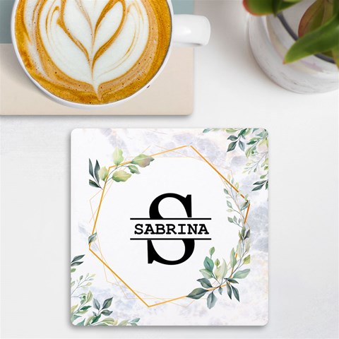 Personalized Initial Name Floral Uv Print Square Tile Coaster By Joe Front