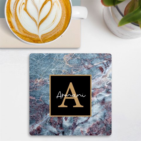 Personalized Initial Name Marble Uv Print Square Tile Coaster By Joe Front