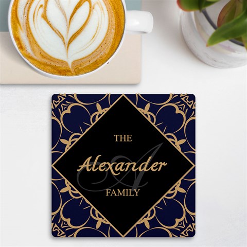 Personalized Initial Name Floral Ornament Uv Print Square Tile Coaster By Joe Front