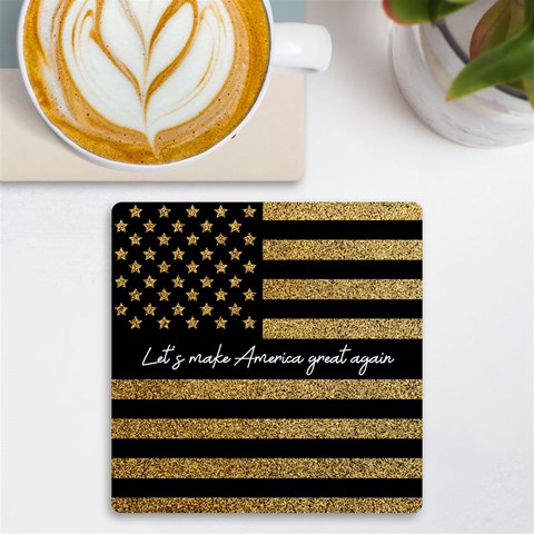 Personalized Usa Flag Any Text Name Uv Print Square Tile Coaster By Joe Front