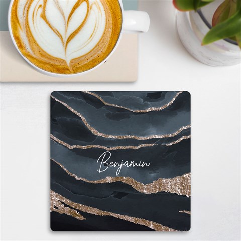 Personalized Gold Glitter Marble Name Any Text Uv Print Square Tile Coaster By Joe Front