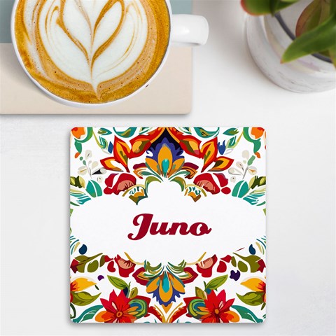 Personalized Mexican Style Ornament Flower Name Uv Print Square Tile Coaster By Joe Front