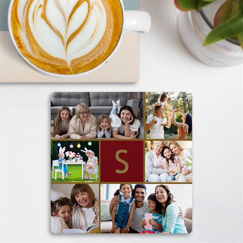 Personalized Initial 6 Photo Uv Print Square Tile Coaster By Joe Front