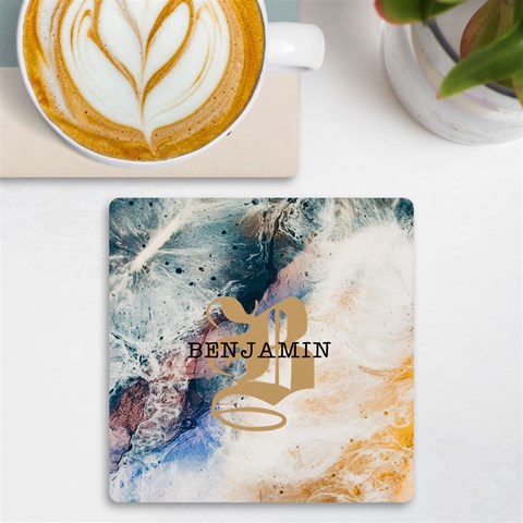 Personalized Initial Name Marble Uv Print Square Tile Coaster By Joe Front