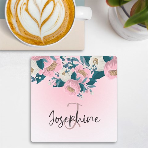 Personalized Name Any Text Floral Uv Print Square Tile Coaster By Joe Front