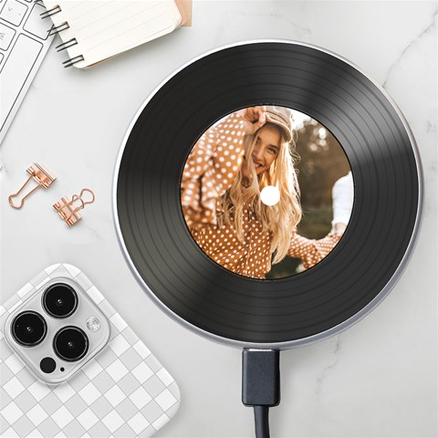 Personalized Cd Photo Wireless Fast Charger By Katy Front