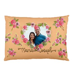 Personalized Floral Love Heart Shape Photo Name Pillow Case