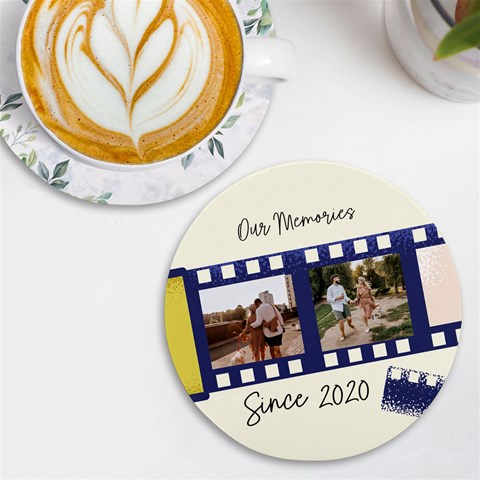 Personalized Film Photo Name Round Tile Coaster By Katy Front