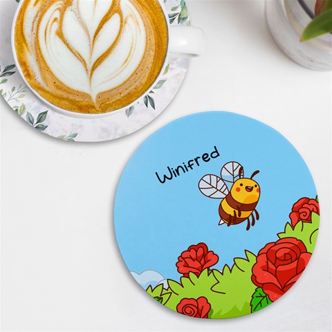 Personalized Bee Name Round Tile Coaster By Katy Front