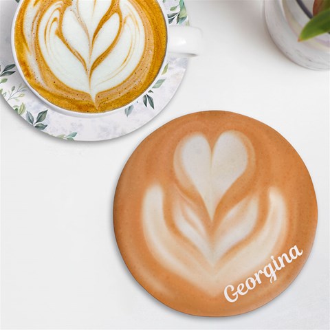 Personalized Coffee Name Round Tile Coaster By Katy Front