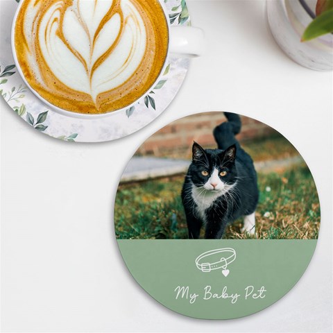 Personalized Pet Name Photo Round Tile Coaster By Katy Front