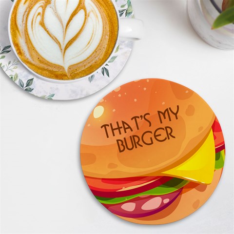 Personalized Burger Name Round Tile Coaster By Katy Front