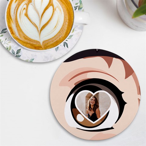 Personalized Anime Eye Name Round Tile Coaster By Katy Front