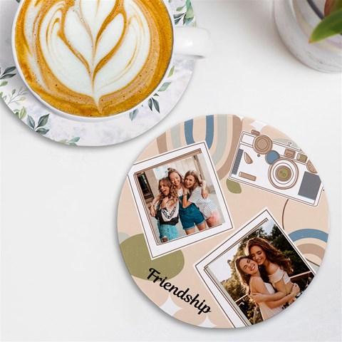 Personalized Camera Name Round Tile Coaster By Katy Front