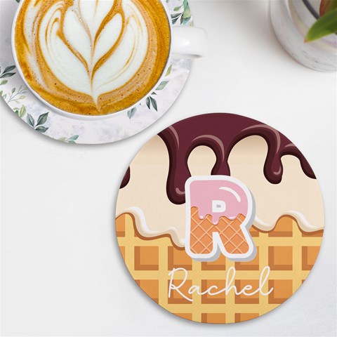 Personalized Ice Cream Name Round Tile Coaster By Katy Front