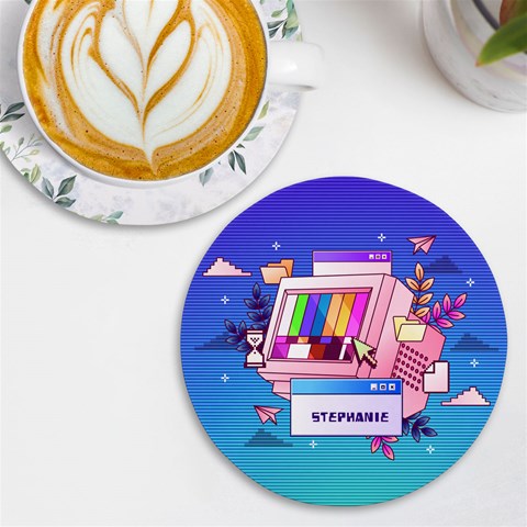 Personalized Y2k Name Round Tile Coaster By Katy Front