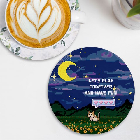 Personalized Pixel Game Name Round Tile Coaster By Katy Front