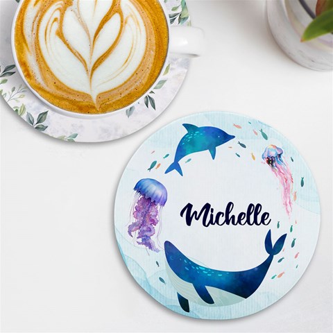 Personalized Sea Name Round Tile Coaster By Katy Front