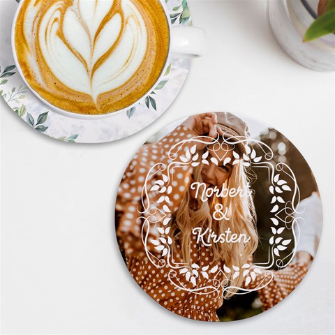 Personalized Frame Photo Round Tile Coaster By Katy Front