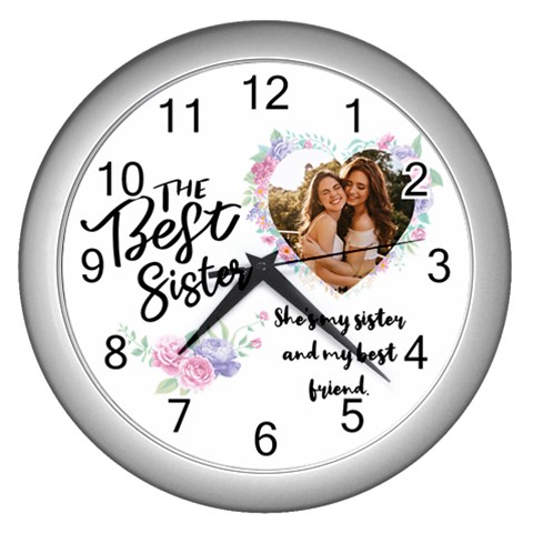 Personalized Flower Heart Photo Wall Clock By Katy Front