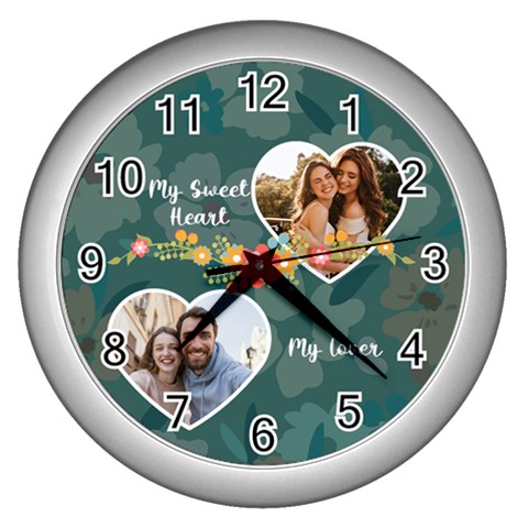 Personalized Two Heart Frame Photo Wall Clock By Katy Front