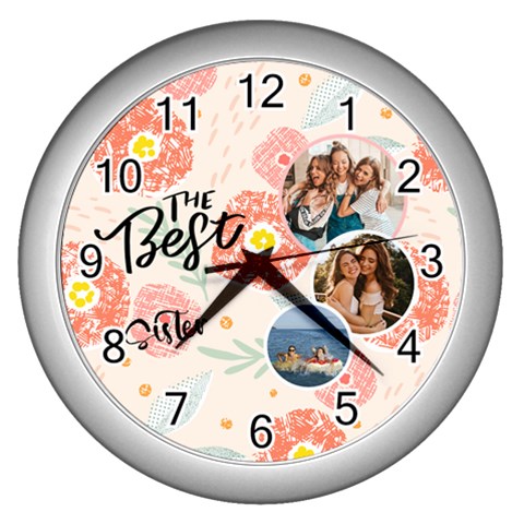 Personalized Flower Photo Name Wall Clock By Katy Front