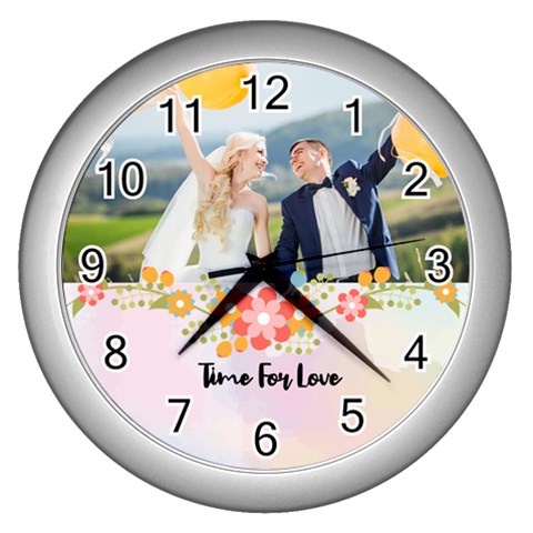 Personalized Flower With Half Photo Wall Clock By Katy Front