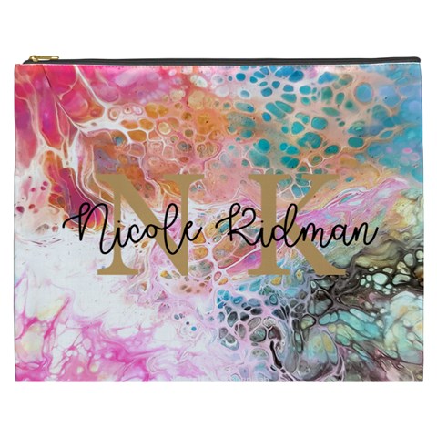 Personalized Initial Name Marble Cosmetic Bag By Joe Front