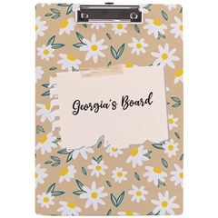 Personalized Floral Memo Style Name A4 Acrylic Clipboard