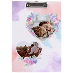 Personalized Heart Flower Frame Photo A4 Acrylic Clipboard