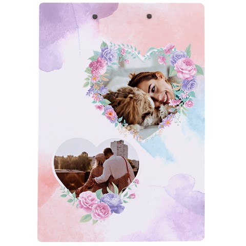 Personalized Heart Flower Frame Photo A4 Acrylic Clipboard By Katy Back