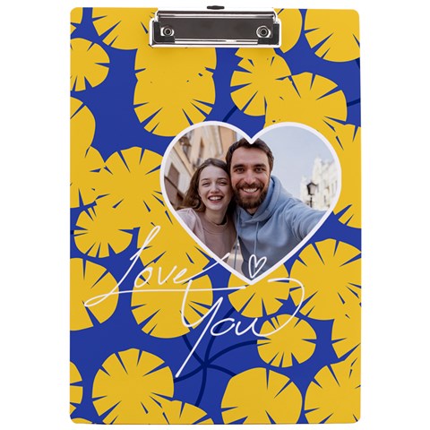 Personalized Yellow Flower Photo Name A4 Acrylic Clipboard By Katy Front