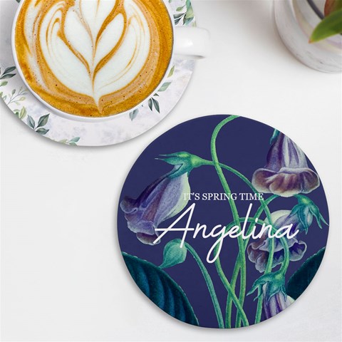 Personalized Floral Spring Time Name Round Tile Coaster By Joe Front