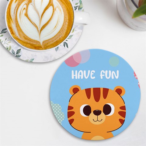 Personalized Animal Illustration Any Text Round Tile Coaster By Joe Front