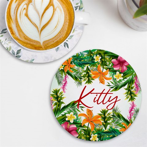 Personalized Tropical Fruit Any Text Name Round Tile Coaster By Joe Front