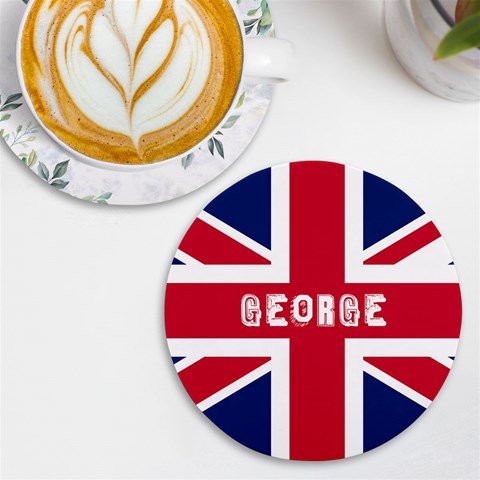 Personalized England Flag Name Round Tile Coaster By Joe Front