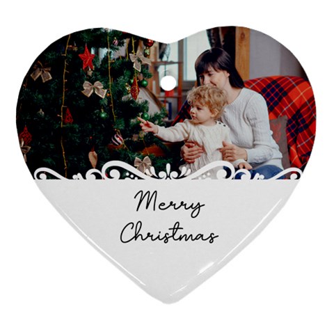 Personalized White Decorate Photo Name Heart Ornament (two Sides) By Katy Front