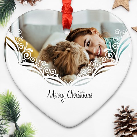 Personalized White Decorate Photo Name Heart Ornament (two Sides) By Katy Back