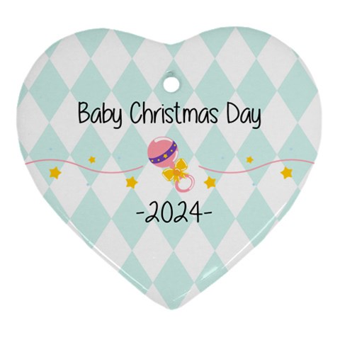 Personalized Baby Item Photo Name Heart Ornament (two Sides) By Katy Back