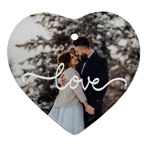 Personalized Love Line Photo Name Heart Ornament (two Sides) By Katy Front