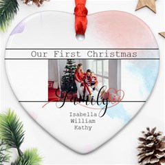 Personalized Heart Line Photo Name Heart Ornament (Two Sides)