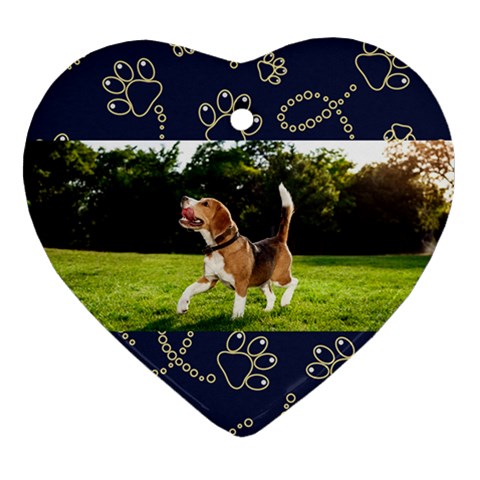 Personalized Pet Foot Photo Name Heart Ornament (two Sides) By Katy Front